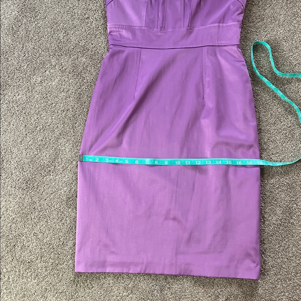 David Meister Glossy Lavender Lilac Purple Cotton Blend stretch satin Sheath sz4 - Picture 5 of 10